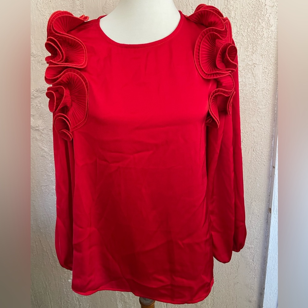 Red Satin Top - Picture 1 of 6